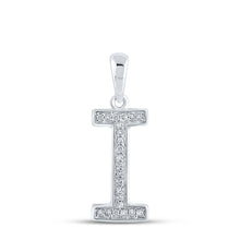 Load image into Gallery viewer, 10kt White Gold Diamond Initial I Letter Pendant - A Personalized Symbol of Elegance and Sentiment Top view from the 10Kt White Gold Womens Round Diamond Initial I Letter Pendant 1 20 Cttwpin210640 collection by Splendid Jewellery