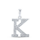 Sparkling Diamond Initial Pendant in 10kt White Gold Top view from the 10Kt White Gold Womens Round Diamond Initial K Letter Pendant 1 12 Cttwpin210646 collection by Splendid Jewellery
