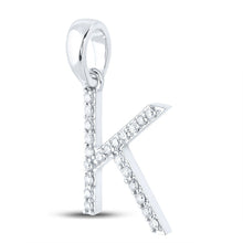 Load image into Gallery viewer, 10kt White Gold Round Diamond Initial K Letter Pendant Side view from the 10Kt White Gold Womens Round Diamond Initial K Letter Pendant 1 6 Cttwpin289063 collection by Splendid Jewellery