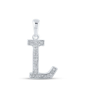 Lustrous Love Diamond Initial Pendant Top view from the 10Kt White Gold Womens Round Diamond Initial L Letter Pendant 1 12 Cttwpin210687 collection by Splendid Jewellery