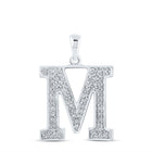 Mesmerizing Diamond Monogram Pendant | 10kt White Gold Womens Round Diamond Monogram M Pendant 1/10 Cttw | Splendid Jewellery Top view from the 10Kt White Gold Womens Round Diamond Initial M Letter Pendant 1 10 Cttwpin210688 collection by Splendid Jewellery