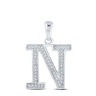 Enchanting Diamond Initial Necklace: 10kt White Gold Womens Round Diamond N Letter Pendant 1/10 Cttw Top view from the 10Kt White Gold Womens Round Diamond Initial N Letter Pendant 1 10 Cttwpin210689 collection by Splendid Jewellery