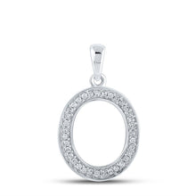 Load image into Gallery viewer, 10kt White Gold Diamond Initial O Pendant - A Timeless Symbol of Elegance and Personalization Top view from the 10Kt White Gold Womens Round Diamond Initial O Letter Pendant 1 10 Cttwpin210612 collection by Splendid Jewellery