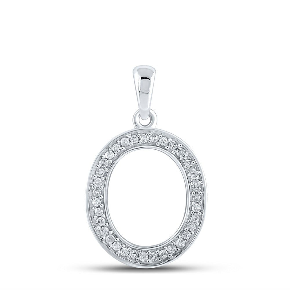 Diamond Initial & Letter Pendant | 10kt White Gold Womens Round Diamond Initial O Letter Pendant 1/10 Cttw | Splendid Jewellery GND