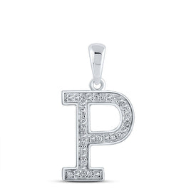 10kt White Gold Round Diamond Initial Pendant - Personalized Elegance and Brilliance Top view from the 10Kt White Gold Womens Round Diamond Initial P Letter Pendant 1 10 Cttwpin210614 collection by Splendid Jewellery