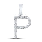 Sparkling Initial Sparkle Pendant | 10kt White Gold Womens Round Diamond Initial P Letter Pendant 1/6 Cttw | Splendid Jewellery Top view from the 10Kt White Gold Womens Round Diamond Initial P Letter Pendant 1 6 Cttwpin289228 collection by Splendid Jewellery