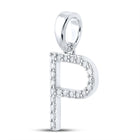 Sparkling Initial Sparkle Pendant | 10kt White Gold Womens Round Diamond Initial P Letter Pendant 1/6 Cttw | Splendid Jewellery Side view from the 10Kt White Gold Womens Round Diamond Initial P Letter Pendant 1 6 Cttwpin289228 collection by Splendid Jewellery
