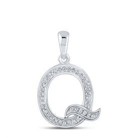 10kt White Gold Diamond Initial Q Pendant - Personalized Elegance Top view from the 10Kt White Gold Womens Round Diamond Initial Q Letter Pendant 1 12 Cttwpin210613 collection by Splendid Jewellery