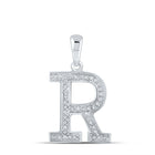 Radiant Reflections: 10kt White Gold Diamond Initial Pendant Top view from the 10Kt White Gold Womens Round Diamond Initial R Letter Pendant 1 12 Cttwpin210630 collection by Splendid Jewellery