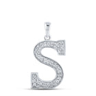 Splendid Jewellery 10kt White Gold Diamond Initial & Letter Pendant Top view from the 10Kt White Gold Womens Round Diamond Initial S Letter Pendant 1 10 Cttwpin210635 collection by Splendid Jewellery