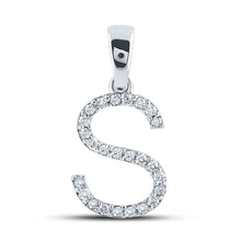 Load image into Gallery viewer, Captivating Diamond Initial Sparkle Pendant Top view from the 10Kt White Gold Womens Round Diamond Initial S Letter Pendant 1 5 Cttwpin289273 collection by Splendid Jewellery