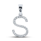 Captivating Diamond Initial Sparkle Pendant Top view from the 10Kt White Gold Womens Round Diamond Initial S Letter Pendant 1 5 Cttwpin289273 collection by Splendid Jewellery