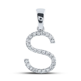 Captivating Diamond Initial Sparkle Pendant Top view from the 10Kt White Gold Womens Round Diamond Initial S Letter Pendant 1 5 Cttwpin289273 collection by Splendid Jewellery