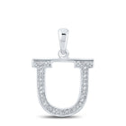 Utopia Diamond Initial & Letter Pendant | 10kt White Gold Womens Round Diamond Initial U Letter Pendant 1/12 Cttw | Splendid Jewellery Top view from the 10Kt White Gold Womens Round Diamond Initial U Letter Pendant 1 12 Cttwpin210636 collection by Splendid Jewellery