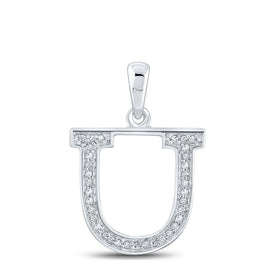 Utopia Diamond Initial & Letter Pendant | 10kt White Gold Womens Round Diamond Initial U Letter Pendant 1/12 Cttw | Splendid Jewellery Top view from the 10Kt White Gold Womens Round Diamond Initial U Letter Pendant 1 12 Cttwpin210636 collection by Splendid Jewellery