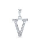 10kt White Gold Diamond Initial V Letter Pendant: A Personalized Symbol of Elegance and Love Top view from the 10Kt White Gold Womens Round Diamond Initial V Letter Pendant 1 20 Cttwpin210697 collection by Splendid Jewellery