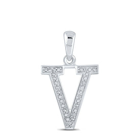 10kt White Gold Diamond Initial V Letter Pendant: A Personalized Symbol of Elegance and Love Top view from the 10Kt White Gold Womens Round Diamond Initial V Letter Pendant 1 20 Cttwpin210697 collection by Splendid Jewellery