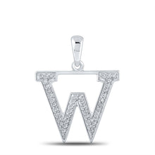 Load image into Gallery viewer, 10kt White Gold Diamond Initial Pendant - Personalized Elegance Top view from the 10Kt White Gold Womens Round Diamond Initial W Letter Pendant 1 12 Cttwpin210698 collection by Splendid Jewellery