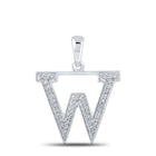 10kt White Gold Diamond Initial Pendant - Personalized Elegance Top view from the 10Kt White Gold Womens Round Diamond Initial W Letter Pendant 1 12 Cttwpin210698 collection by Splendid Jewellery