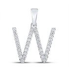 Sparkling Diamond Initial Pendant in 10kt White Gold Top view from the 10Kt White Gold Womens Round Diamond Initial W Letter Pendant 1 4 Cttwpin289245 collection by Splendid Jewellery