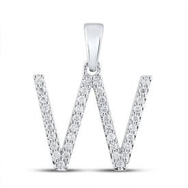 Sparkling Diamond Initial Pendant in 10kt White Gold Top view from the 10Kt White Gold Womens Round Diamond Initial W Letter Pendant 1 4 Cttwpin289245 collection by Splendid Jewellery