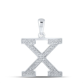 Radiant Reflections: 10kt White Gold Round Diamond Initial X Letter Pendant Top view from the 10Kt White Gold Womens Round Diamond Initial X Letter Pendant 1 10 Cttwpin210699 collection by Splendid Jewellery