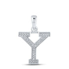 10kt White Gold Womens Round Diamond Initial Y Letter Pendant - Personalized Elegance Top view from the 10Kt White Gold Womens Round Diamond Initial Y Letter Pendant 1 12 Cttwpin210662 collection by Splendid Jewellery