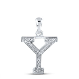 10kt White Gold Womens Round Diamond Initial Y Letter Pendant - Personalized Elegance Top view from the 10Kt White Gold Womens Round Diamond Initial Y Letter Pendant 1 12 Cttwpin210662 collection by Splendid Jewellery