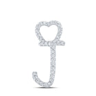 10kt White Gold Diamond J Heart Initial Pendant | Personalized Letter Necklace with Sparkling Diamonds Top view from the 10Kt White Gold Womens Round Diamond J Heart Letter Pendant 1 10 Cttwpin213928 collection by Splendid Jewellery