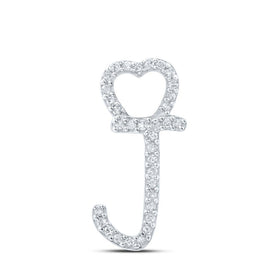 10kt White Gold Diamond J Heart Initial Pendant | Personalized Letter Necklace with Sparkling Diamonds Top view from the 10Kt White Gold Womens Round Diamond J Heart Letter Pendant 1 10 Cttwpin213928 collection by Splendid Jewellery