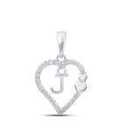 Enchanting Love Letter Diamond Pendant Top view from the 10Kt White Gold Womens Round Diamond J Heart Letter Pendant 1 10 Cttwpin213965 collection by Splendid Jewellery