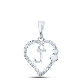 Enchanting Love Letter Diamond Pendant Top view from the 10Kt White Gold Womens Round Diamond J Heart Letter Pendant 1 10 Cttwpin213965 collection by Splendid Jewellery