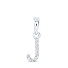 Sparkling Diamond Initial Pendant - Personalized Elegance in 10kt White Gold Top view from the 10Kt White Gold Womens Round Diamond J Initial Letter Pendant 02 Cttwpin216600 collection by Splendid Jewellery
