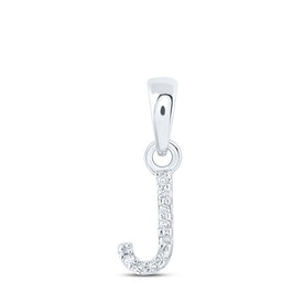 Sparkling Diamond Initial Pendant - Personalized Elegance in 10kt White Gold Top view from the 10Kt White Gold Womens Round Diamond J Initial Letter Pendant 02 Cttwpin216600 collection by Splendid Jewellery