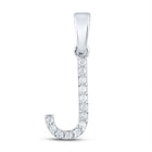 Jeweluxe Diamond Initial Pendant | 10kt White Gold Womens Round Diamond J Initial Letter Pendant 1/10 Cttw Top view from the 10Kt White Gold Womens Round Diamond J Initial Letter Pendant 1 10 Cttwpin289065 collection by Splendid Jewellery