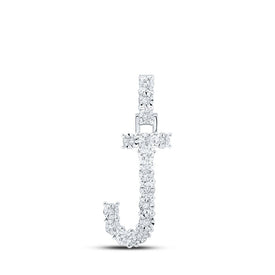 Radiant Reflections: 10kt White Gold Diamond Initial Pendant Top view from the 10Kt White Gold Womens Round Diamond J Initial Letter Pendant 1 12 Cttwpin219117 collection by Splendid Jewellery