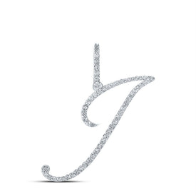 10kt White Gold Diamond Initial & Letter Pendant - Personalized Elegance Top view from the 10Kt White Gold Womens Round Diamond J Initial Letter Pendant 1 3 Cttwpin217006 collection by Splendid Jewellery
