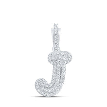 Load image into Gallery viewer, Jewelicious 10kt White Gold Diamond Initial Pendant Top view from the 10Kt White Gold Womens Round Diamond J Initial Letter Pendant 1 6 Cttwpin216509 collection by Splendid Jewellery
