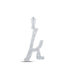 Sparkling Diamond Initial Pendant in 10kt White Gold Top view from the 10Kt White Gold Womens Round Diamond K Cursive Initial Letter Pendant 3 8 Cttwpin216743 collection by Splendid Jewellery