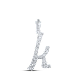 Sparkling Diamond Initial Pendant in 10kt White Gold Top view from the 10Kt White Gold Womens Round Diamond K Cursive Initial Letter Pendant 3 8 Cttwpin216743 collection by Splendid Jewellery