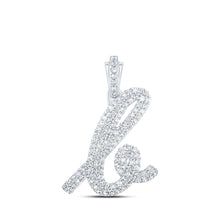 Load image into Gallery viewer, 10kt White Gold Diamond Cursive Initial Pendant - Personalized Elegance Top view from the 10Kt White Gold Womens Round Diamond K Cursive Initial Letter Pendant 5 8 Cttwpin216729 collection by Splendid Jewellery