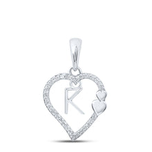 Load image into Gallery viewer, Captivating Love Diamond Initial Pendant Top view from the 10Kt White Gold Womens Round Diamond K Heart Letter Pendant 1 10 Cttwpin213961 collection by Splendid Jewellery