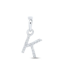 Load image into Gallery viewer, 10kt White Gold Diamond Initial Pendant - Personalized Letter Necklace Top view from the 10Kt White Gold Womens Round Diamond K Initial Letter Pendant 03 Cttwpin216605 collection by Splendid Jewellery