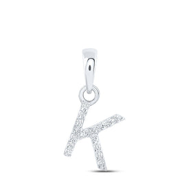 10kt White Gold Diamond Initial Pendant - Personalized Letter Necklace Top view from the 10Kt White Gold Womens Round Diamond K Initial Letter Pendant 03 Cttwpin216605 collection by Splendid Jewellery