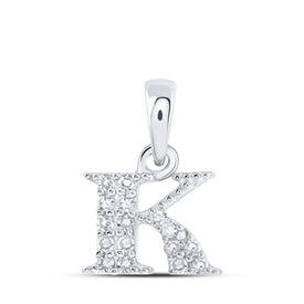 10kt White Gold Diamond Initial Pendant: Elegant and Personalized Sparkle Top view from the 10Kt White Gold Womens Round Diamond K Initial Letter Pendant 1 12 Cttwpin216283 collection by Splendid Jewellery