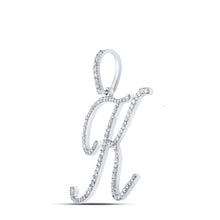 Load image into Gallery viewer, Diamond Initial &amp; Letter Pendant | 10kt White Gold Womens Round Diamond K Initial Letter Pendant 1/2 Cttw | Splendid Jewellery GND