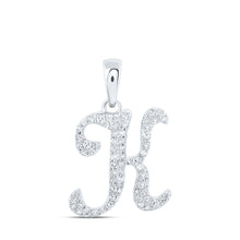 Load image into Gallery viewer, 10kt White Gold Diamond Initial Pendant - Elegant and Timeless Symbol of Individuality Top view from the 10Kt White Gold Womens Round Diamond K Initial Letter Pendant 1 5 Cttwpin216366 collection by Splendid Jewellery