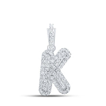 Load image into Gallery viewer, 10kt White Gold Diamond Initial Necklace: Personalized Elegance Top view from the 10Kt White Gold Womens Round Diamond K Initial Letter Pendant 1 5 Cttwpin216506 collection by Splendid Jewellery