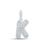 10kt White Gold Diamond Initial Necklace: Personalized Elegance Top view from the 10Kt White Gold Womens Round Diamond K Initial Letter Pendant 1 5 Cttwpin216506 collection by Splendid Jewellery