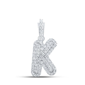 10kt White Gold Diamond Initial Necklace: Personalized Elegance Top view from the 10Kt White Gold Womens Round Diamond K Initial Letter Pendant 1 5 Cttwpin216506 collection by Splendid Jewellery